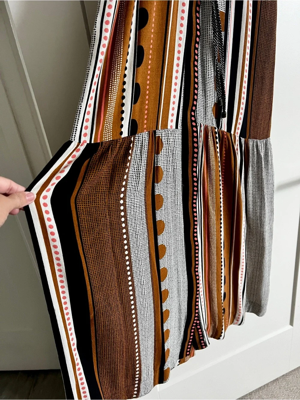 Maeve Anthropologie Alondra Maxi Dress 2P Boho Stripe Tiered Pockets Petite NWOT - Picture 11 of 16